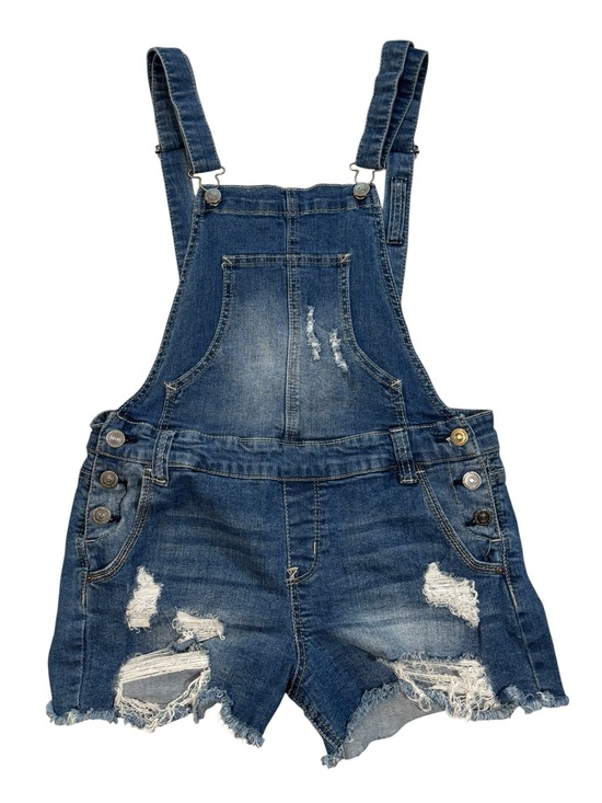 Wallflower Pants - Wallflower Romper, Denim Overalls, Distressed, Jean Shorts, Medium, M, Blue